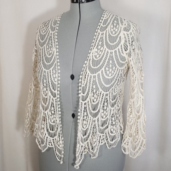 INC International Concepts Sweaters - INC International Concepts lace cream shrug